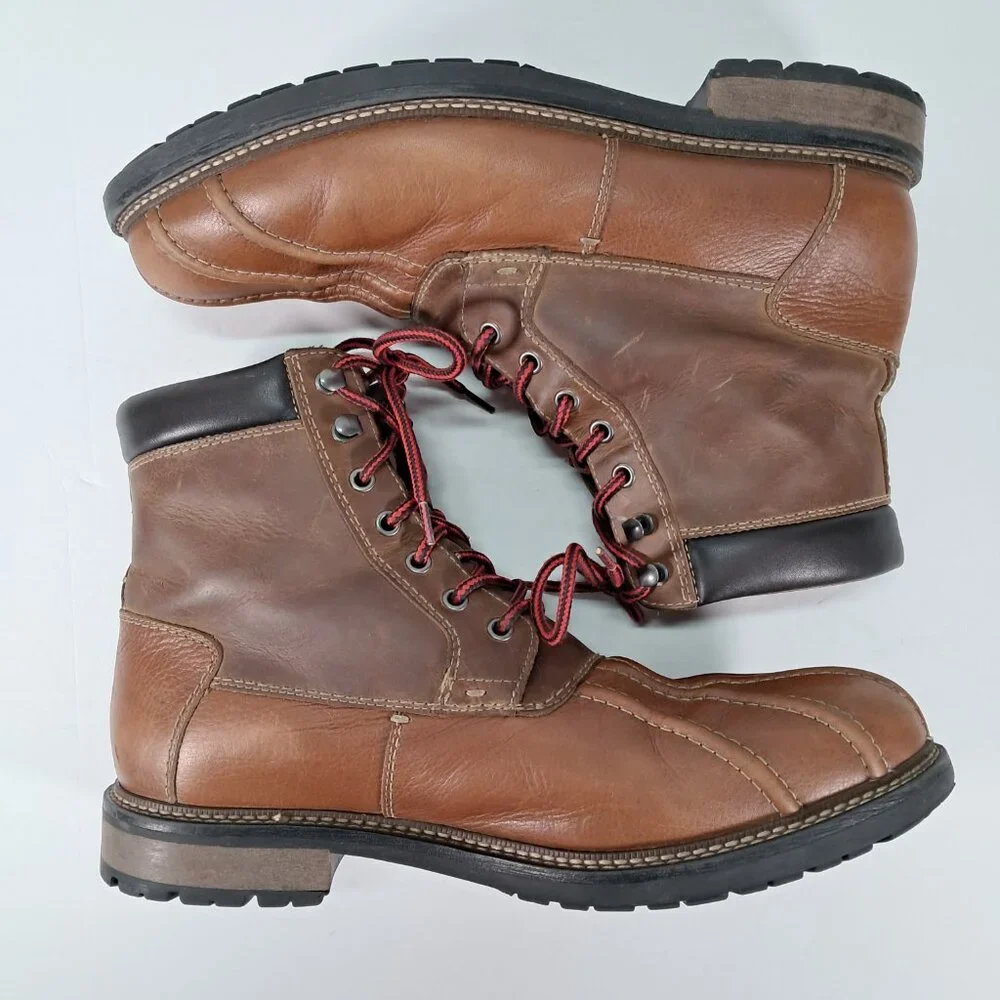Johnston & Murphy Leather Duck Boots Men 10.5 M Brown Lace Up 59-3032